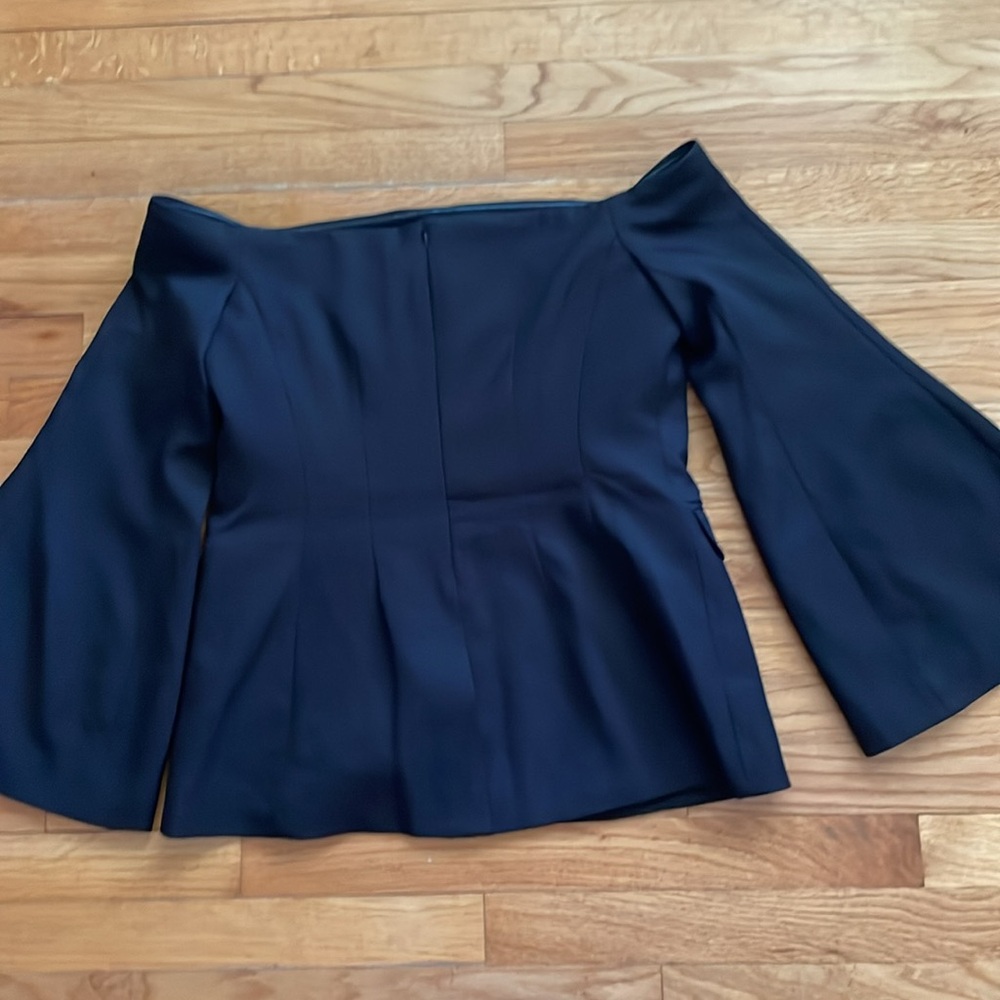Tuckernuck Off-the-Shoulder Black Blouse with Covered Buttons - Picture 5 of 5